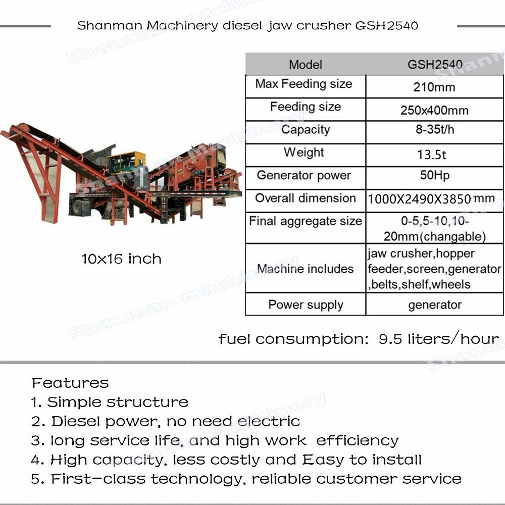 5% Discount 10-20 T Small Mobile Stone Crusher Powered by Diesel Generator Hard Rock Stone Jaw/Cone/Impact/VSI/Hammer/Roller Mobile Portable Crusher for Granite